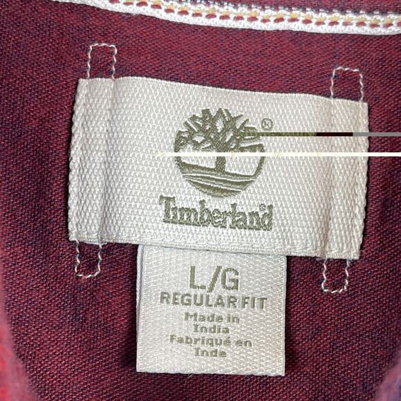 Timberland Mens Shirt Button Down Red Plaid Large 100% Cotton Utility Outdoor - Picture 3 of 8